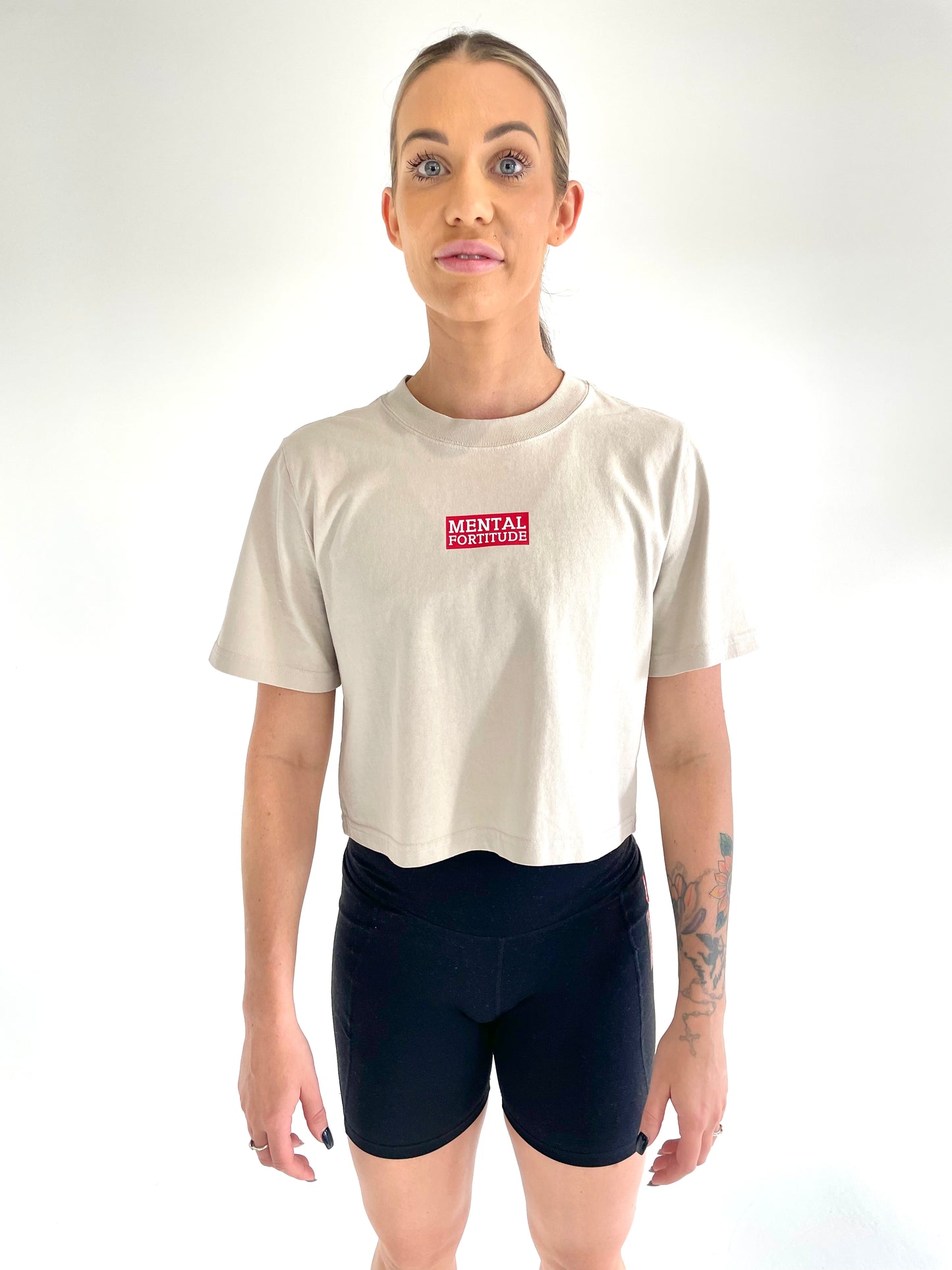 Logo0 Premium Crop Tee Alabaster