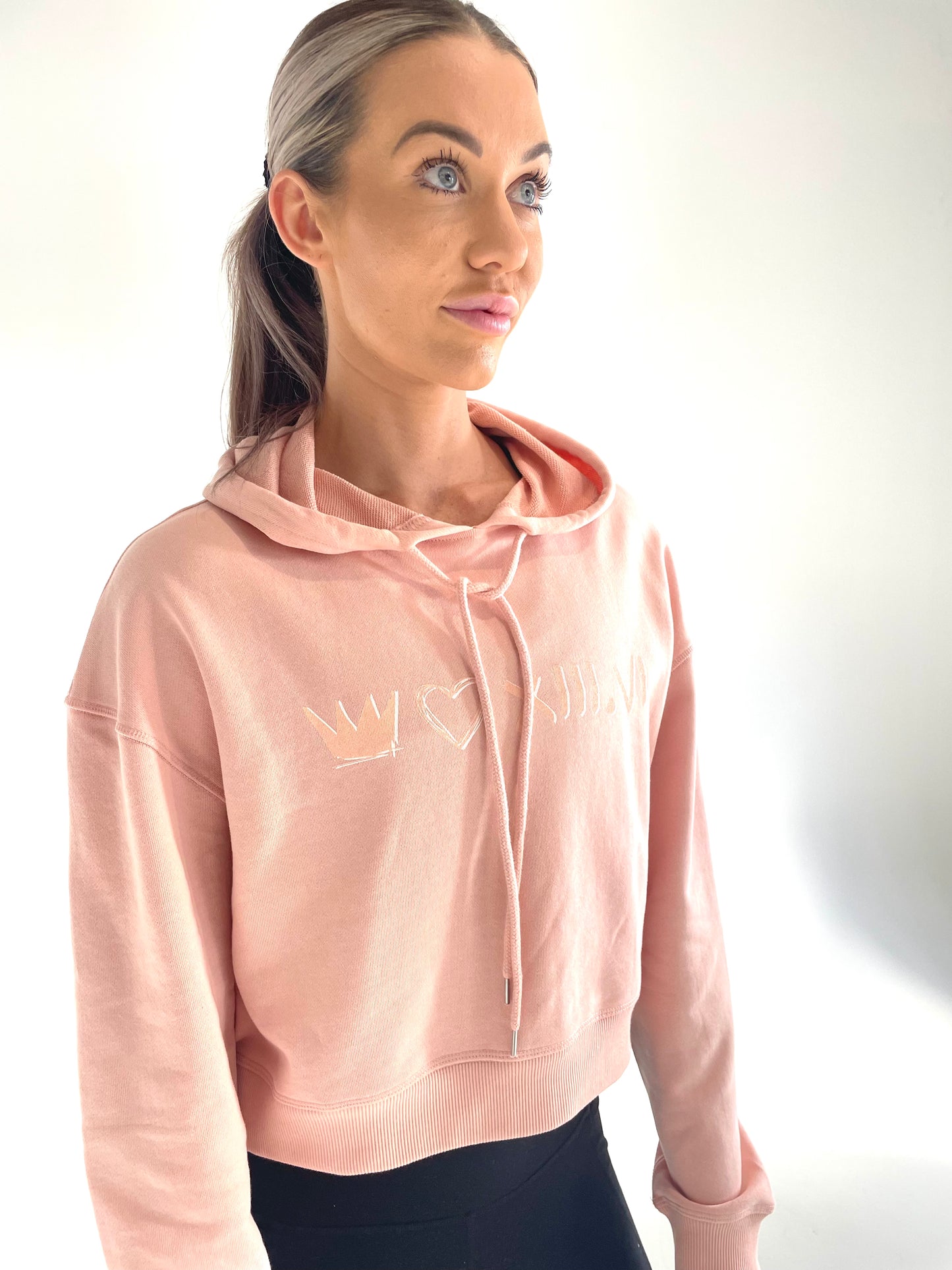 Elements Crop Hoodie - Coral
