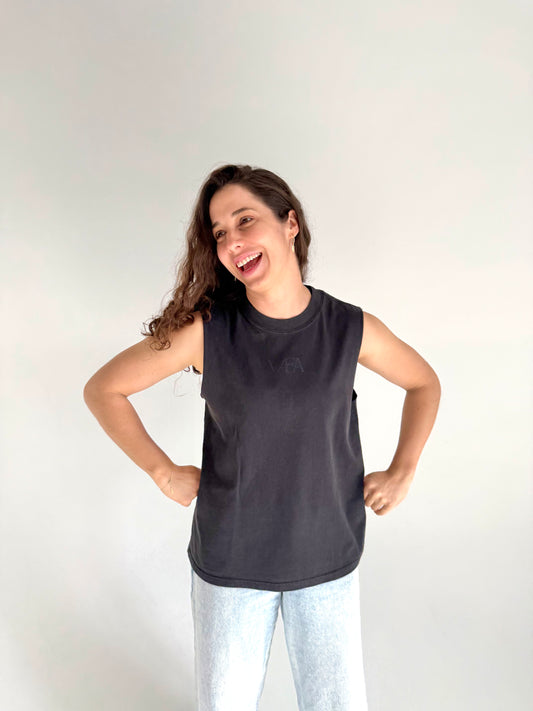 VÆA Heavy Faded Tank – Obsidian | Stealth