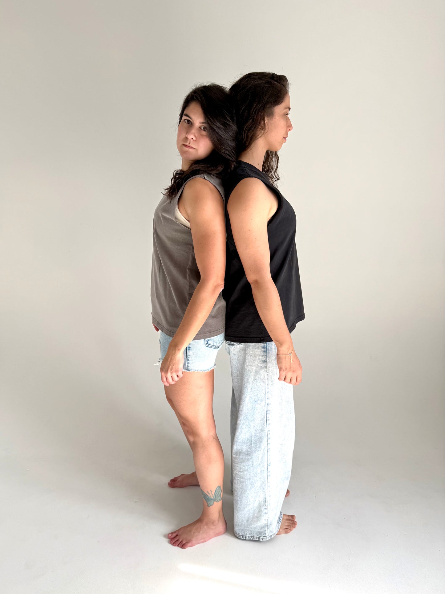 VÆA Heavy Faded Tank – Storm Grey | Orchid Logo