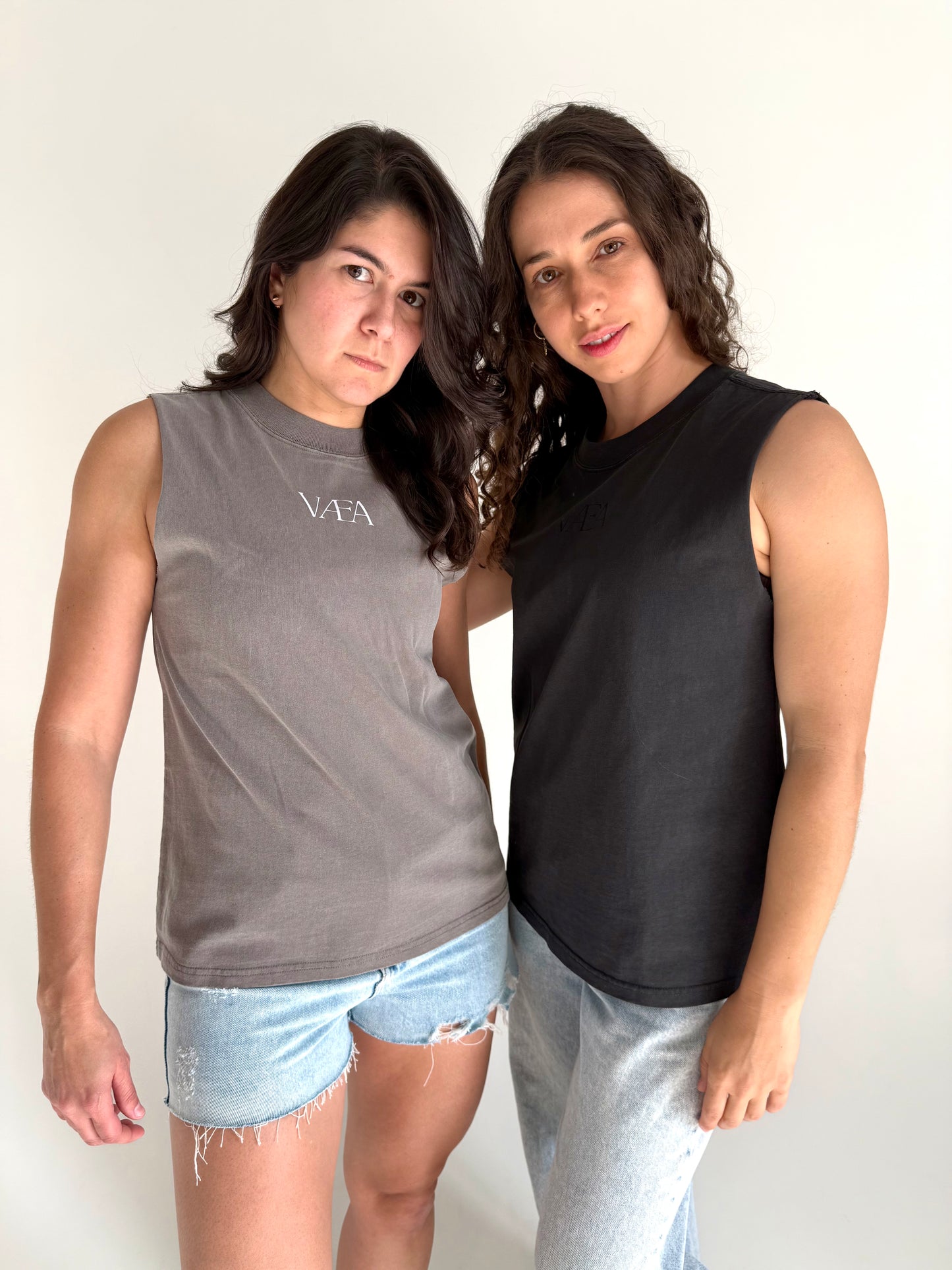 VÆA Heavy Faded Tank – Storm Grey | Orchid Logo