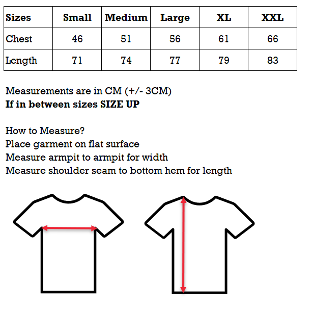 Mental Fortitude Essential Soft Tee Size Chart