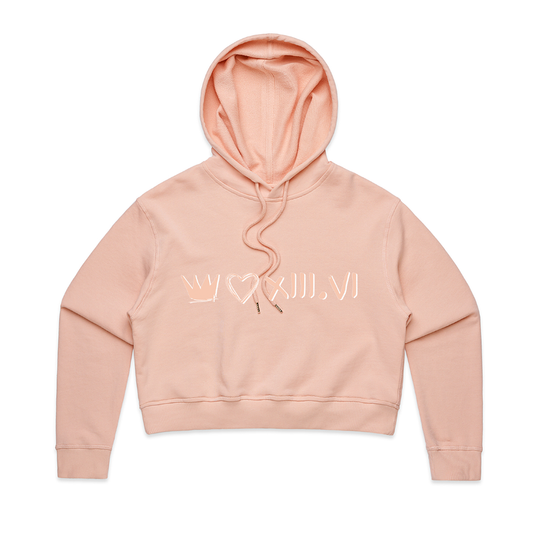 Elements Crop Hoodie - Coral