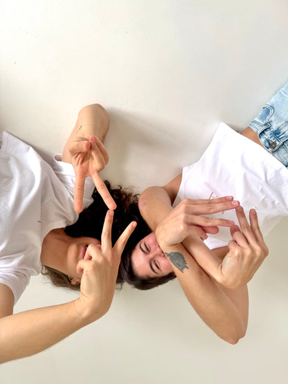 VÆA Crop Tee – White | Harvest Rose Logo