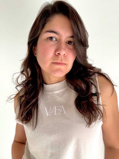 VÆA Heavy Faded Tank – Alabaster | White Logo