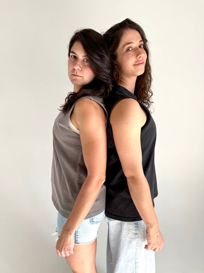 VÆA Heavy Faded Tank – Storm Grey | Orchid Logo