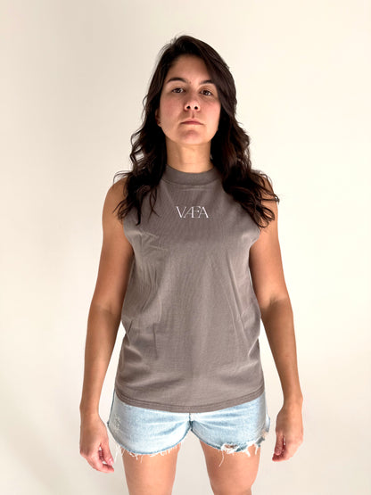 VÆA Heavy Faded Tank – Storm Grey | Orchid Logo