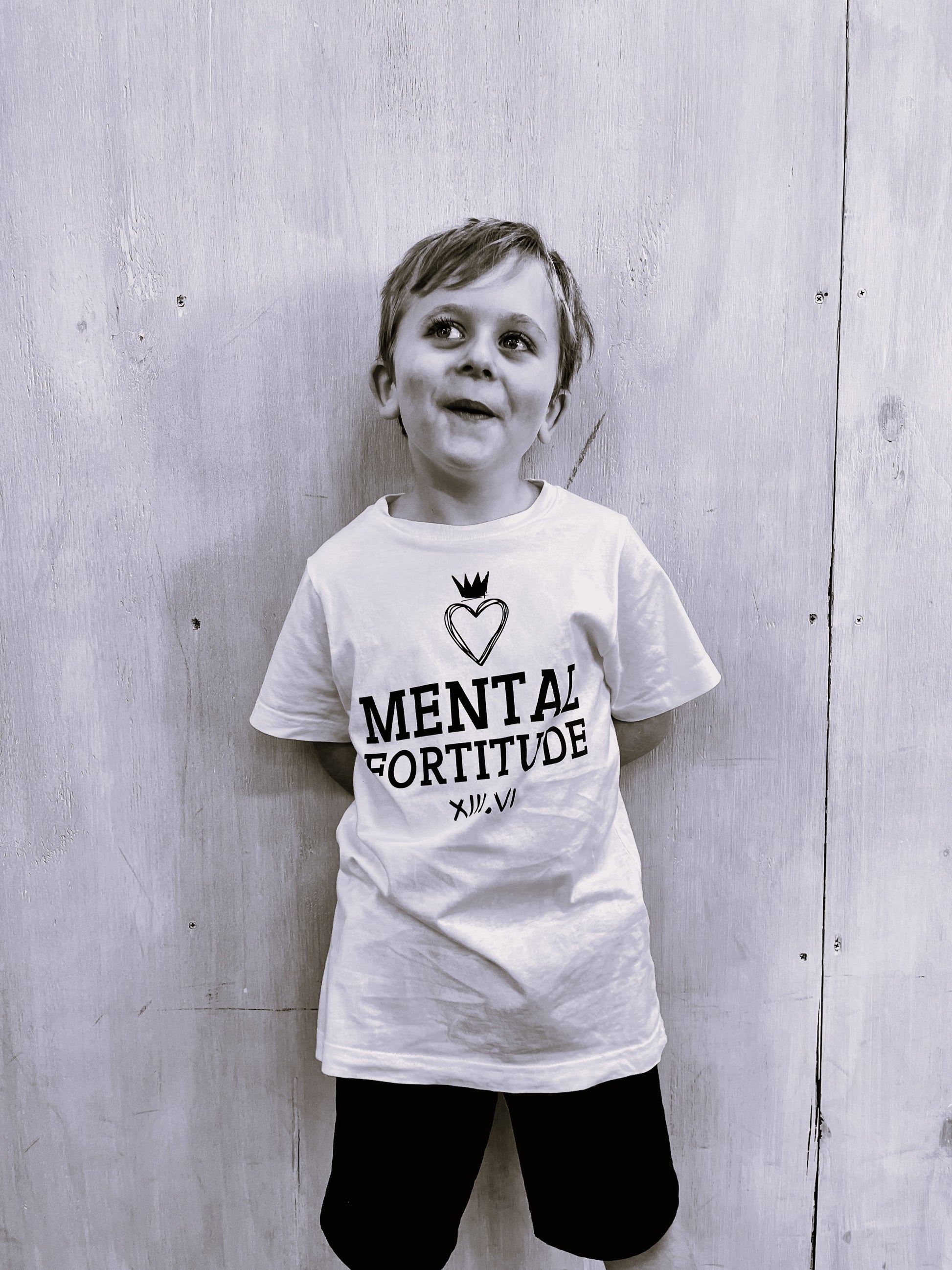 Mental Fortitude Kids Stacked Logo Tee | Empower Activewear for the whole Family