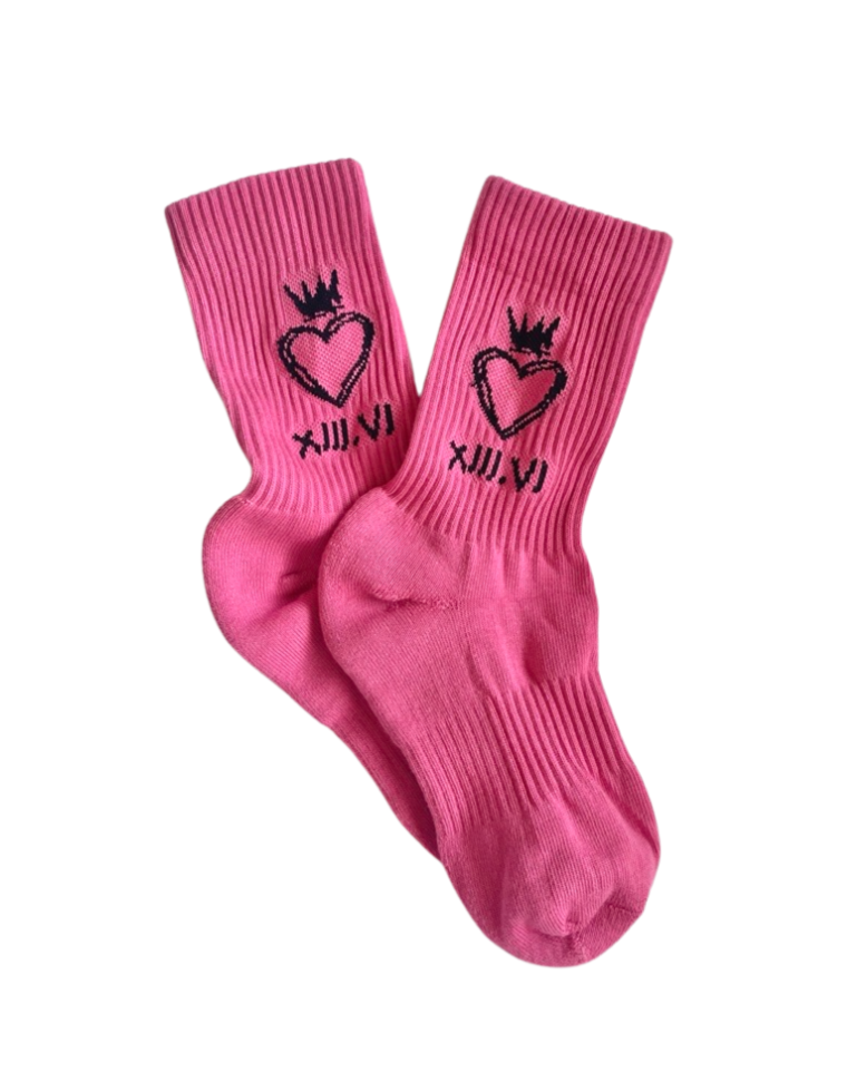 Heartcrown Crew Socks - Signal Pink