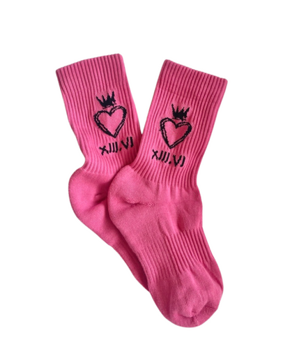 Heartcrown Crew Socks - Signal Pink