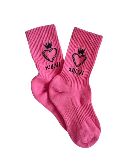 Heartcrown Crew Socks - Signal Pink