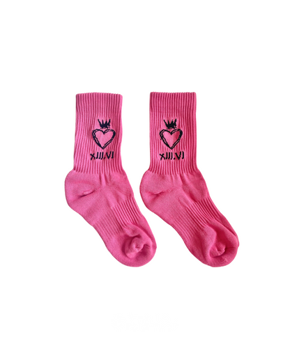 Heartcrown Crew Socks - Signal Pink