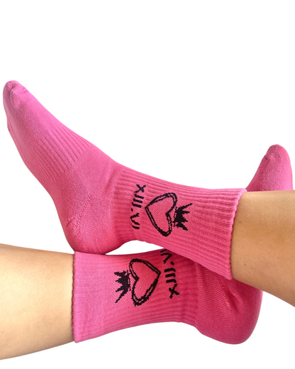 Heartcrown Crew Socks - Signal Pink